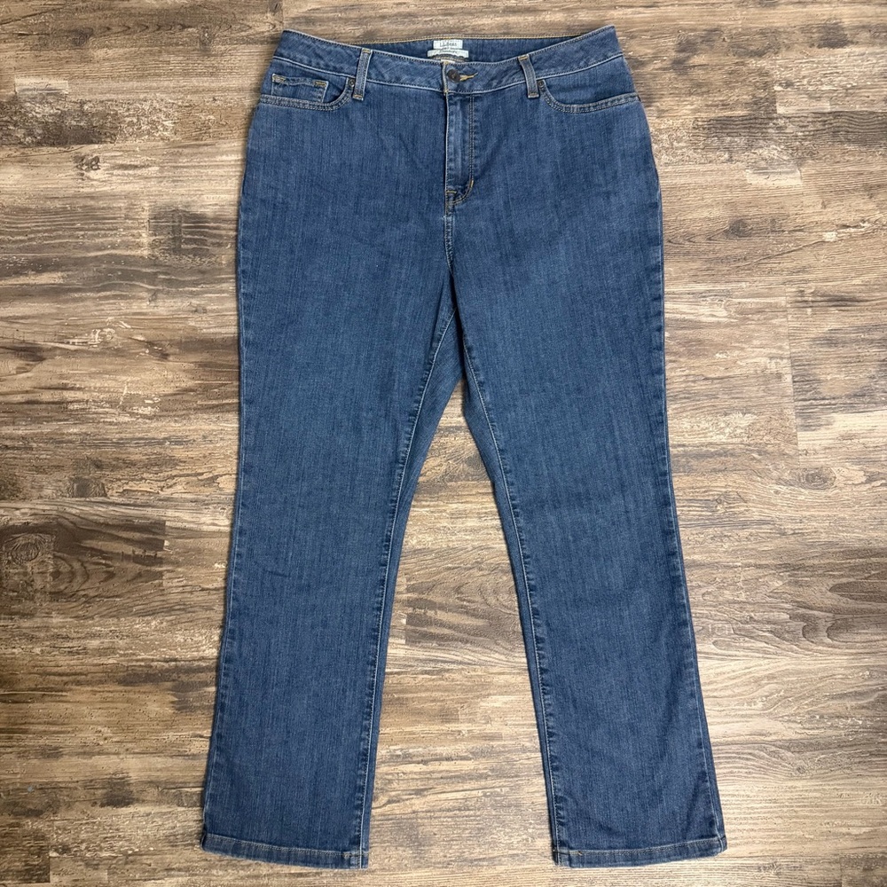L.L. Bean Women’s Blue Classic Fit High-Rise Straight-Leg Jeans Size 14P
